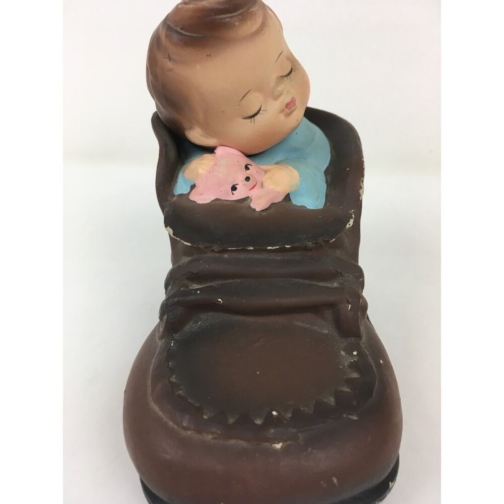 Lego Japan ceramic bank baby boy kitten boot 6" Nursery shower Vintage